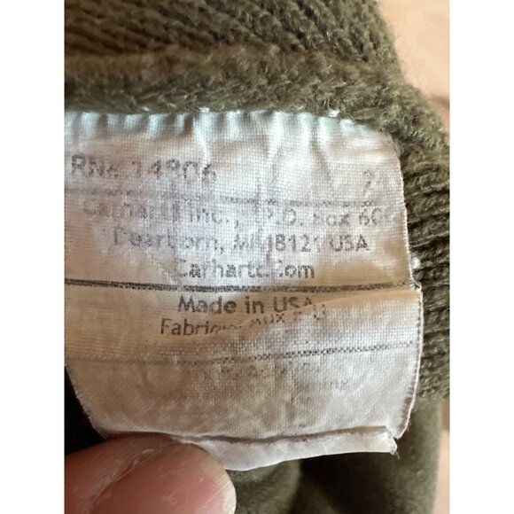 Carhartt Olive Green Acrylic Knit Beanie Hat Made In USA Unisex Warm Winter Acce - Picture 3 of 3